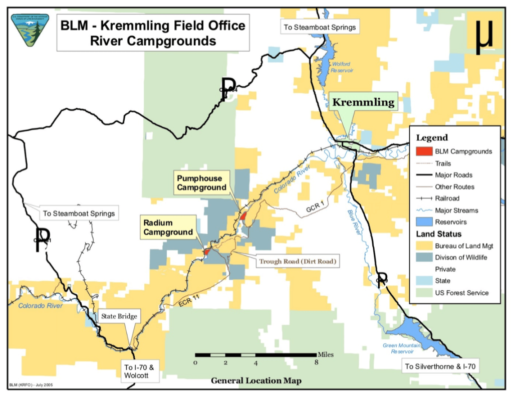 Location of Radium Hot Springs Colorado