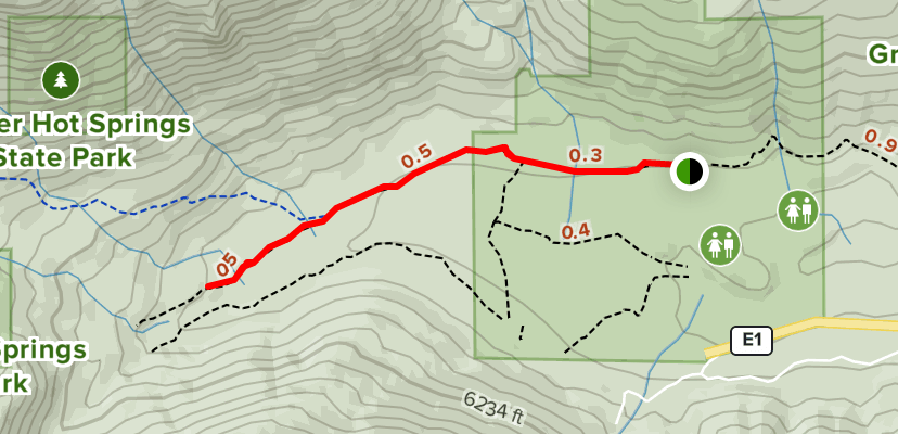 A route to Grover Hot Springs State Park 
