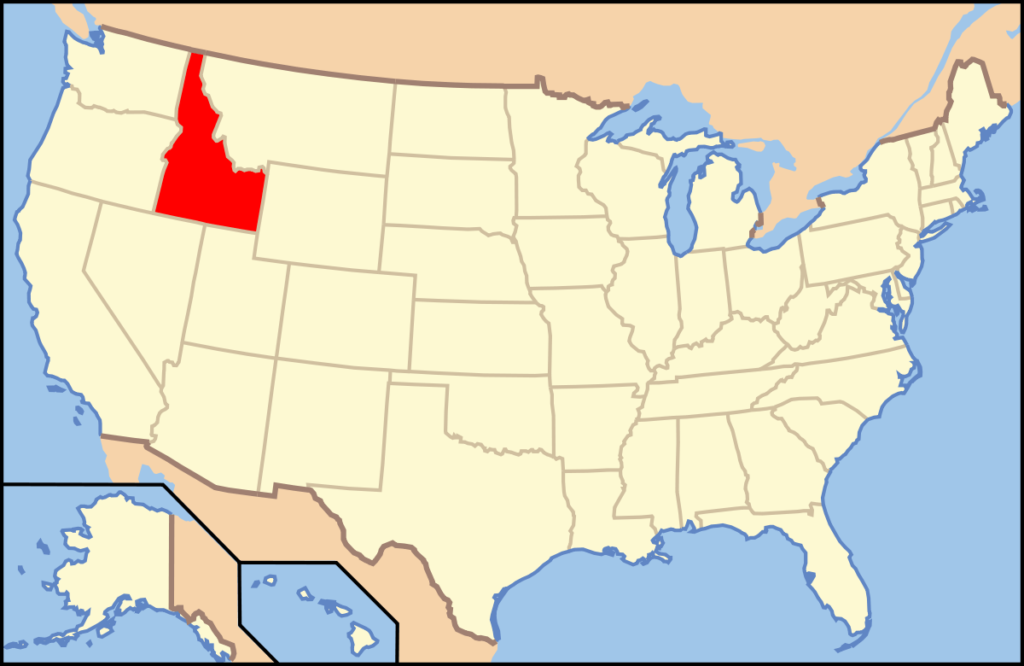 Idaho state highlighted in USA map
